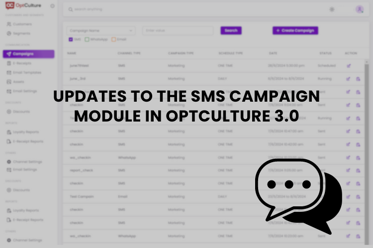 SMS Campaign module in OptCulture 3.0